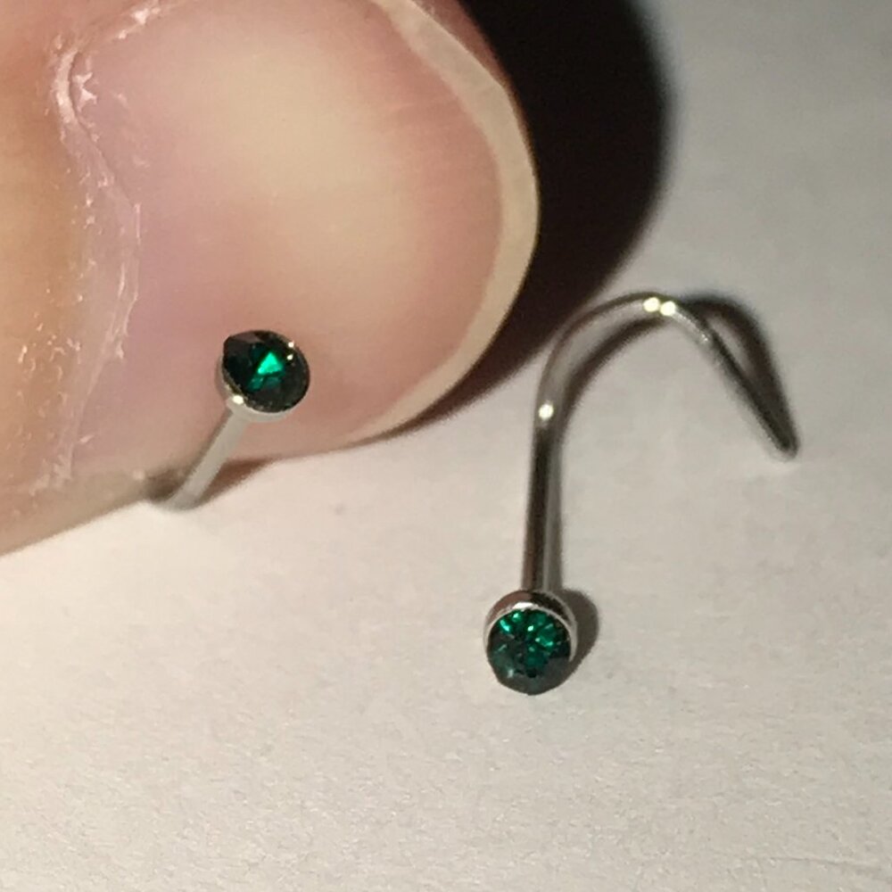 Emerald Green 22 Gauge Curved Nose Rings